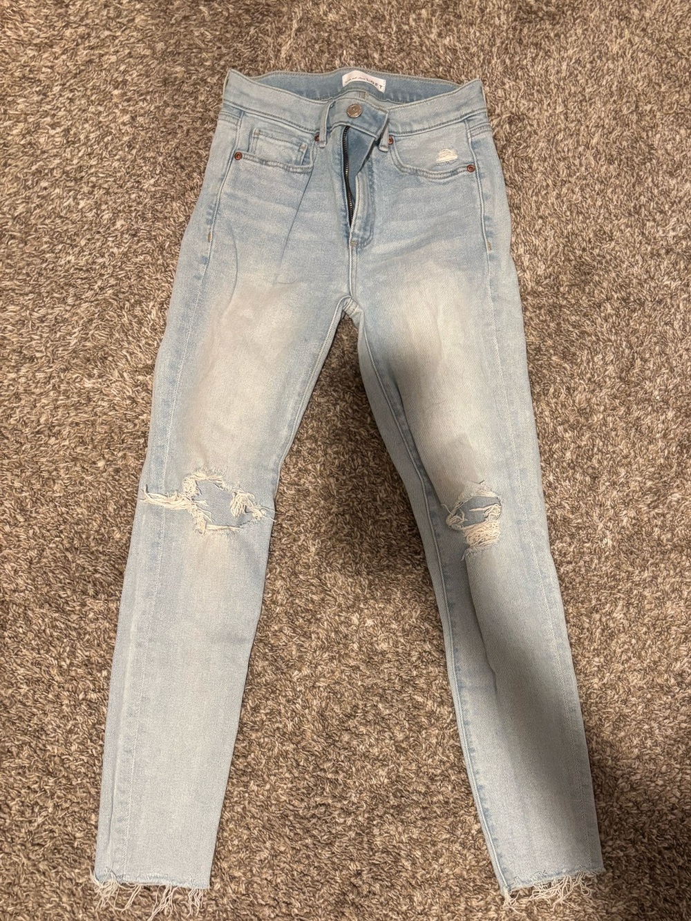 LOFT Light Blue Skinny Jeans with Knee Rips